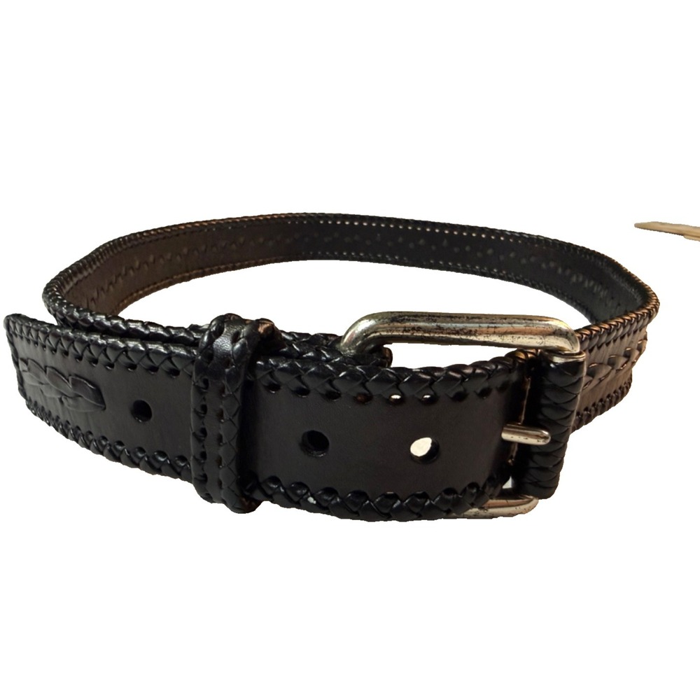 Vintage‎ Michael Kors Leather Belt Mens XL Black Braided Edge Dress Western BOHO
